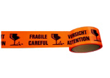 PVC Warnband Fragile Careful 66m x 50mm orange schwarz