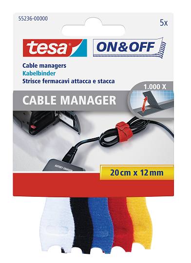 tesa OnOff Cable Manager farbig 200x12mm Blister a 5Stk